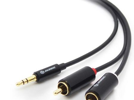 ALOGIC Premium 2m 3.5mm Stereo Audio to 2 X RCA Stereo Male Cable (1) Male to (2) Male Sale