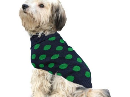 Fashion Pet Contrast Dot Dog Sweater Green Large by Fashion Pet Online Sale